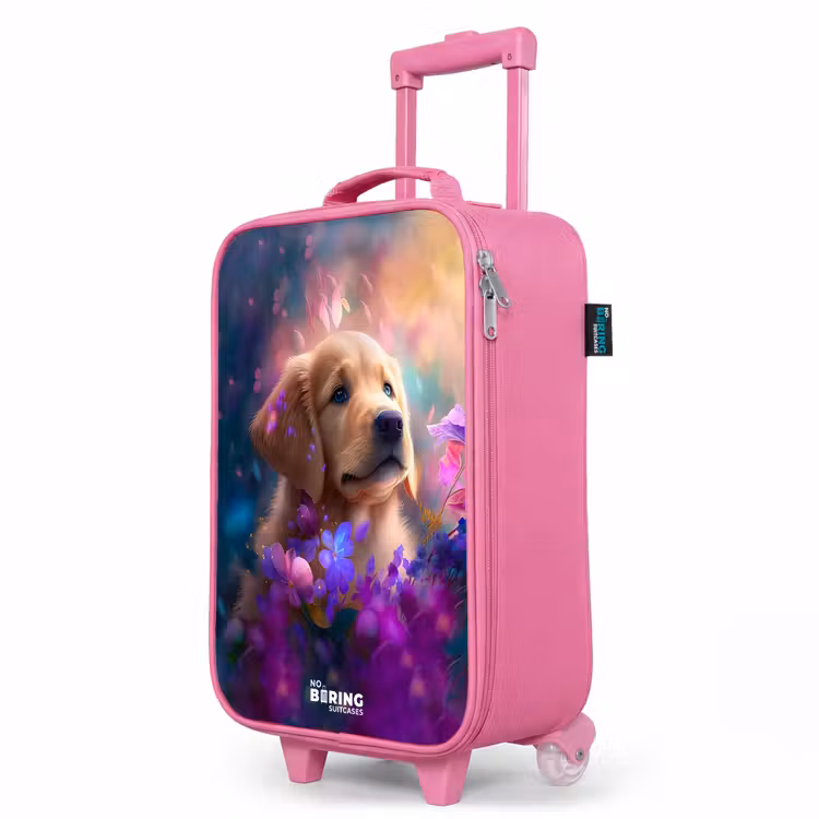 Kinderkoffer Rosa - Junger Hund inmitten bunter Blumen — 8