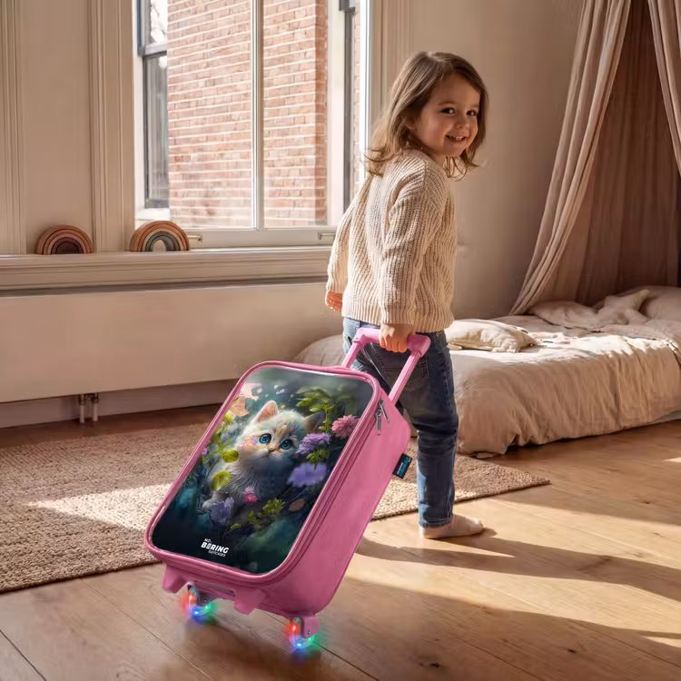 Kinderkoffer Rosa - Kätzchen versteckt sich hinter Blumen — 2