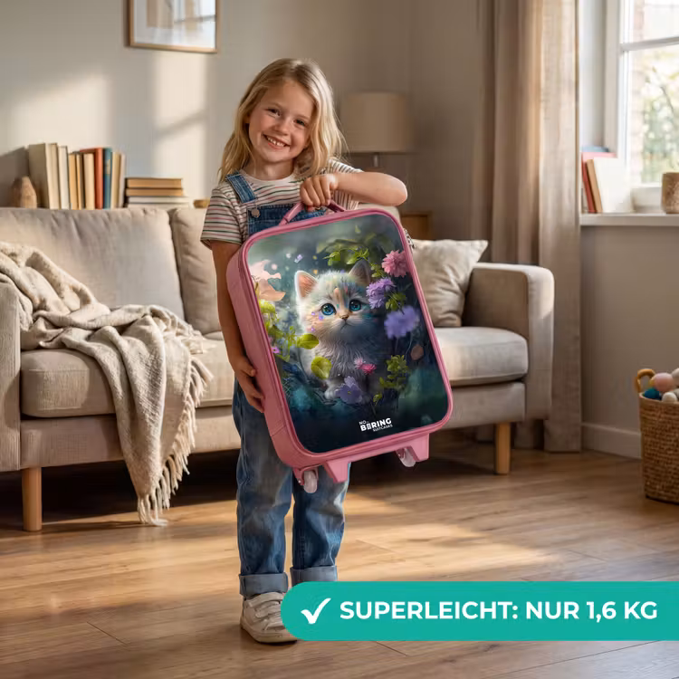 Kinderkoffer Rosa - Kätzchen versteckt sich hinter Blumen — 3