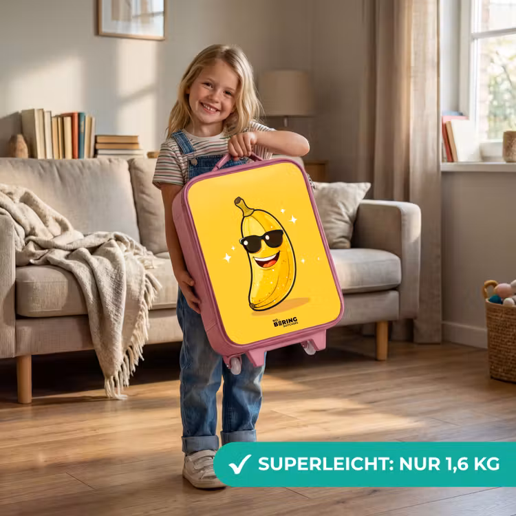 Kinderkoffer Rosa - Lächelnde Banane mit schwarzer Sonnenbrille — 3