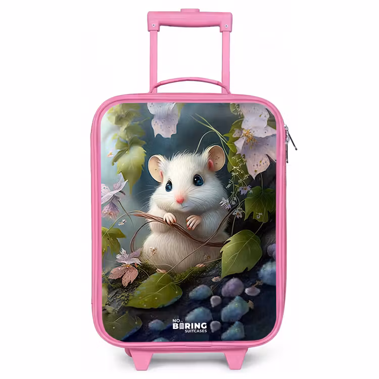 Kinderkoffer Rosa - Maus umgeben von Blättern — 1