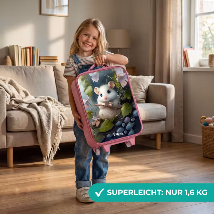 Kinderkoffer Rosa - Maus umgeben von Blättern — 3