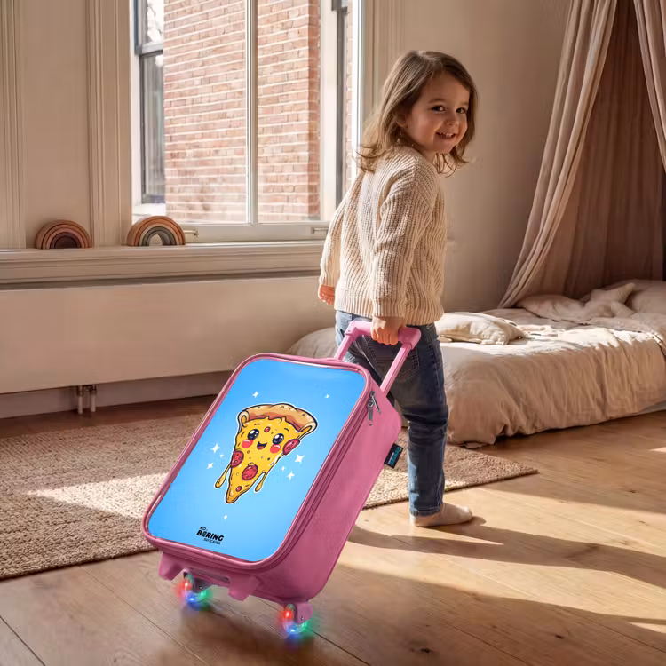 Kinderkoffer Rosa - Pizza mit blauem Hintergrund — 2