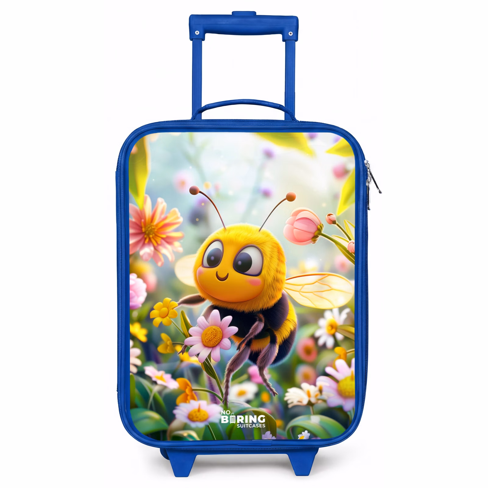 Kinderkoffer Blau - Nahaufnahme einer Biene zwischen rosa Blumen — 1