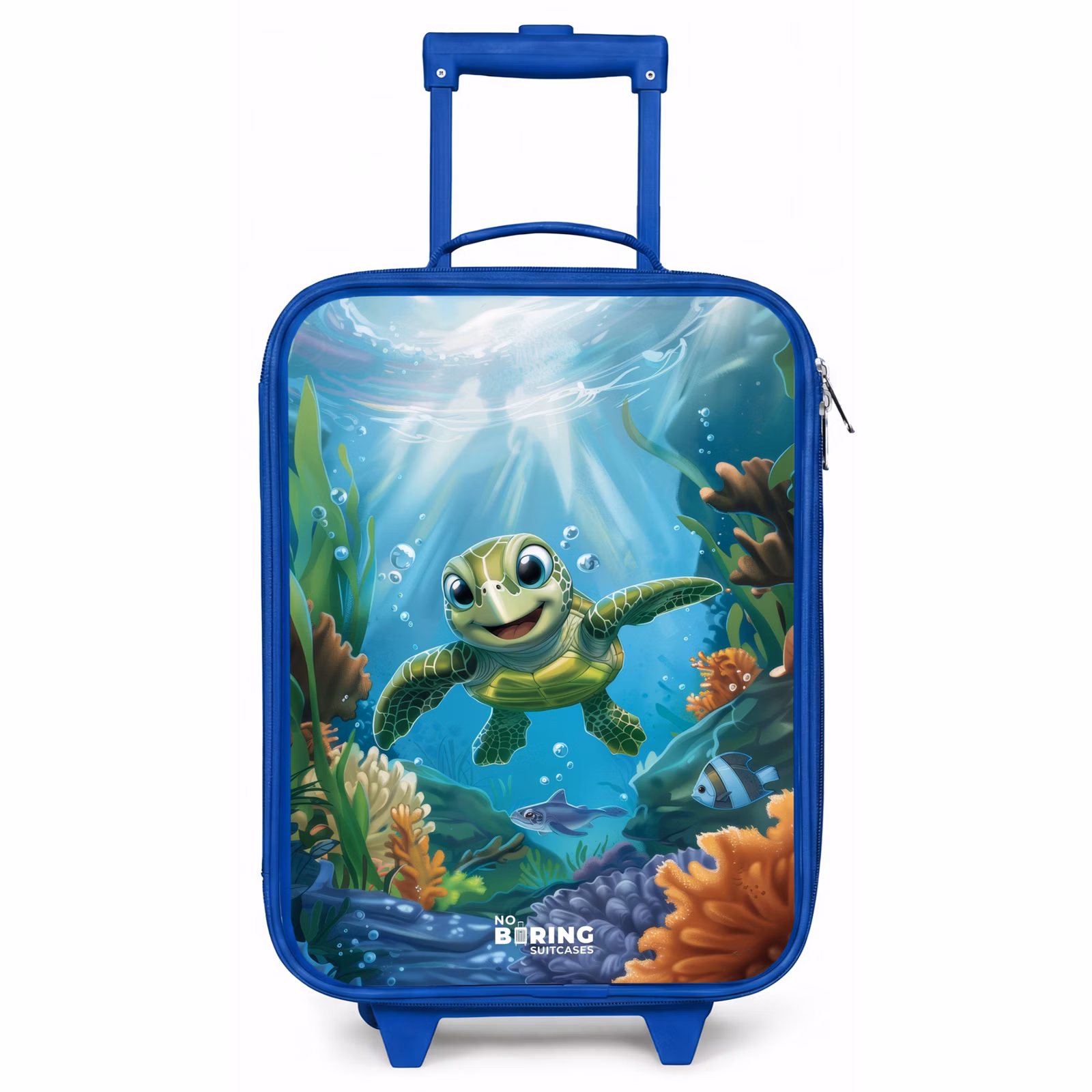 Kinderkoffer Blau - Schildkröte in bunter Unterwasserwelt — 1