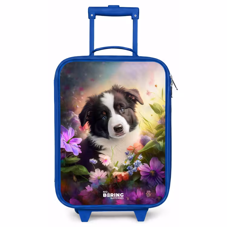 Kinderkoffer Blau - Blauäugiger Hund auf einem Feld — 1