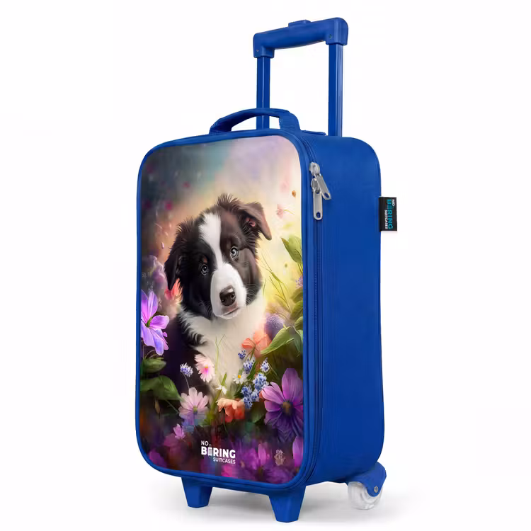 Kinderkoffer Blau - Blauäugiger Hund auf einem Feld — 8