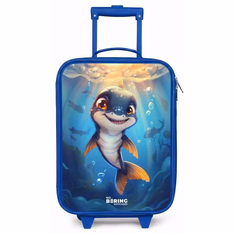 Kinderkoffer Blau - Hai mit Gesicht im Wasser — 1
