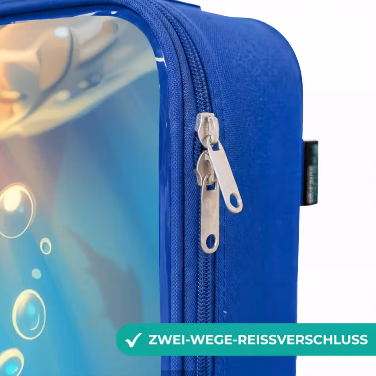 Kinderkoffer Blau - Hai mit Gesicht im Wasser — 5
