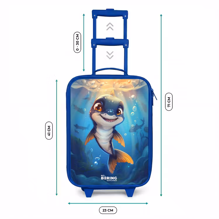 Kinderkoffer Blau - Hai mit Gesicht im Wasser — 7
