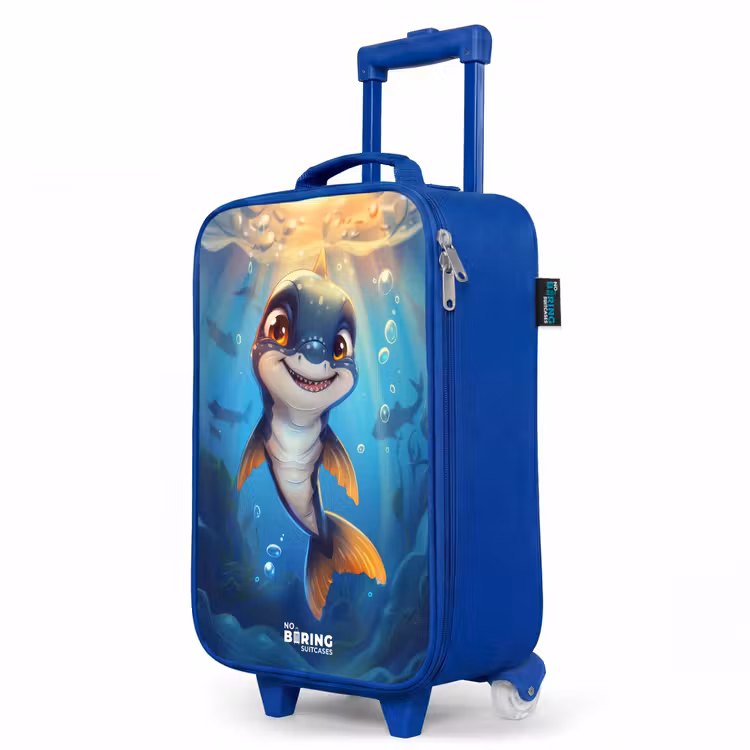 Kinderkoffer Blau - Hai mit Gesicht im Wasser — 8