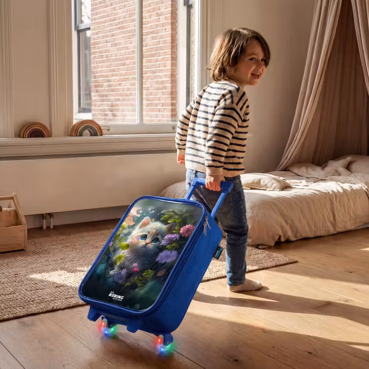 Kinderkoffer Blau - Kätzchen versteckt sich hinter Blumen — 2