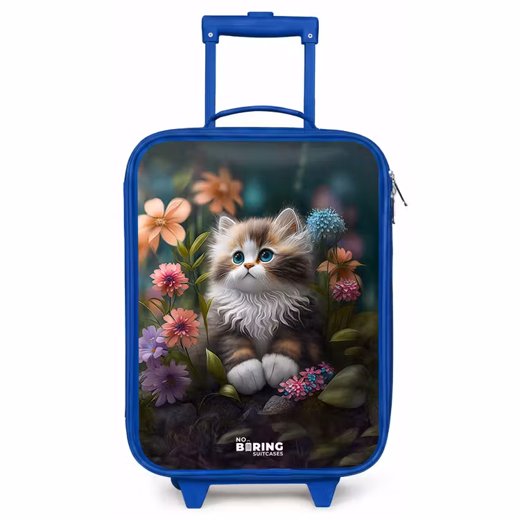 Kinderkoffer Blau - Kätzchen zwischen Blumen — 1