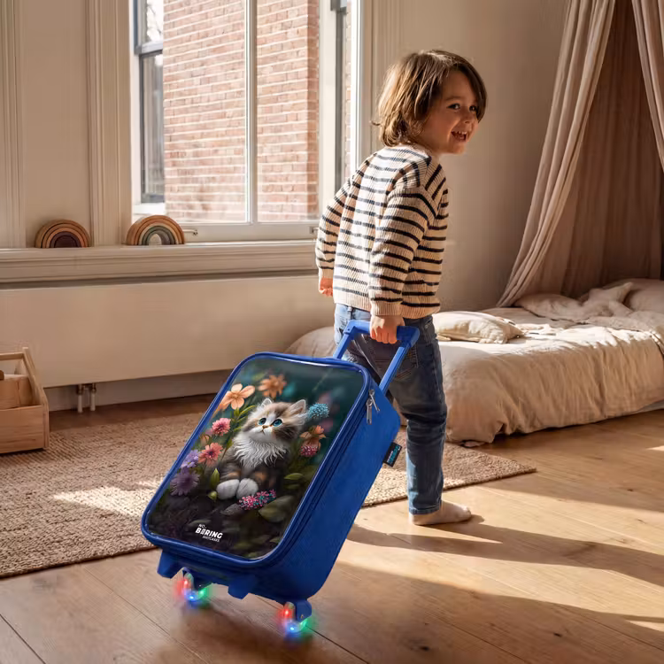 Kinderkoffer Blau - Kätzchen zwischen Blumen — 2