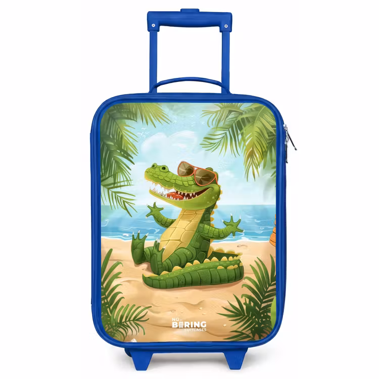 Kinderkoffer Blau - Krokodil mit Sonnenbrille entspannt am Strand — 1