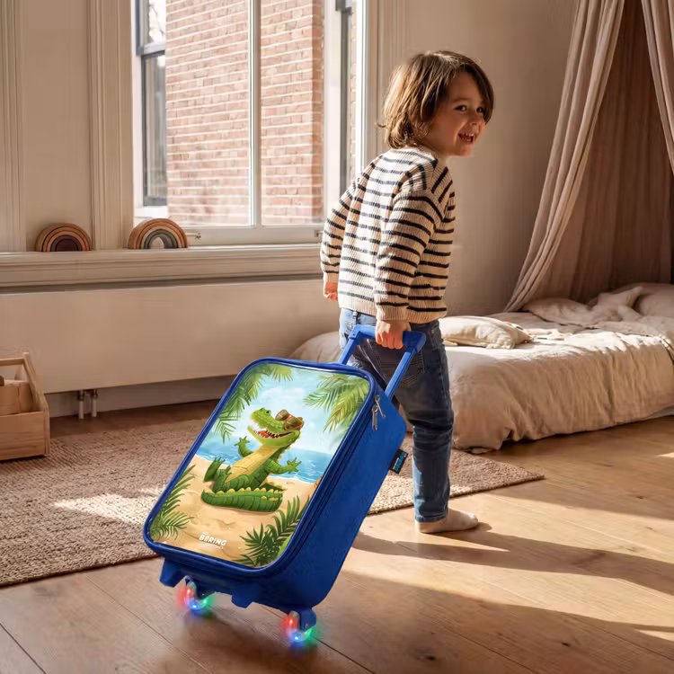 Kinderkoffer Blau - Krokodil mit Sonnenbrille entspannt am Strand — 2