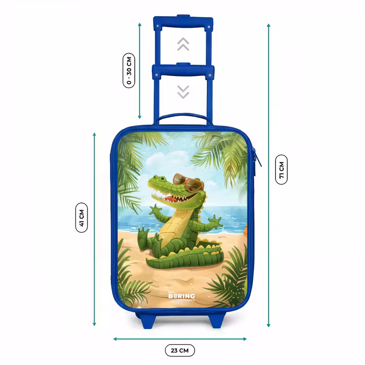 Kinderkoffer Blau - Krokodil mit Sonnenbrille entspannt am Strand — 7