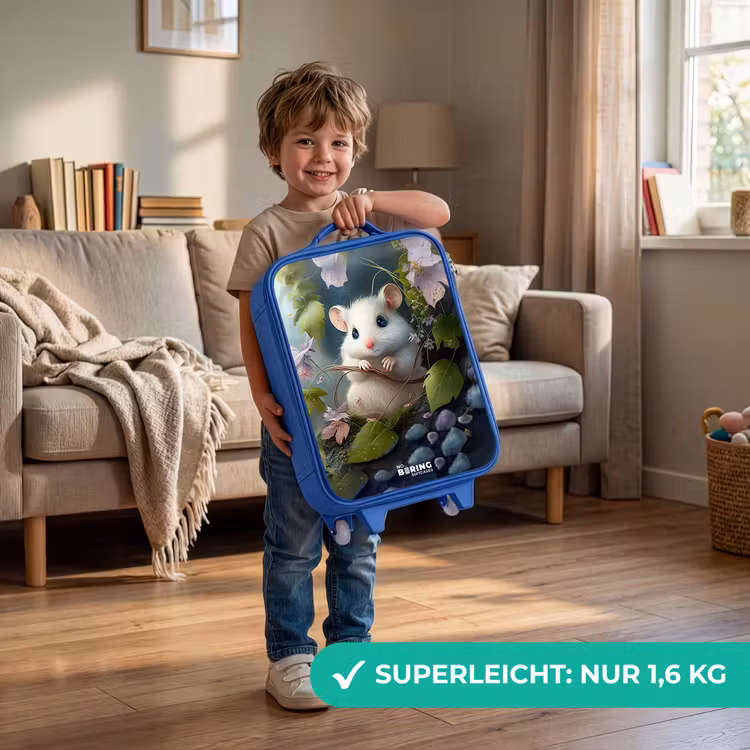 Kinderkoffer Blau - Maus umgeben von Blättern — 3