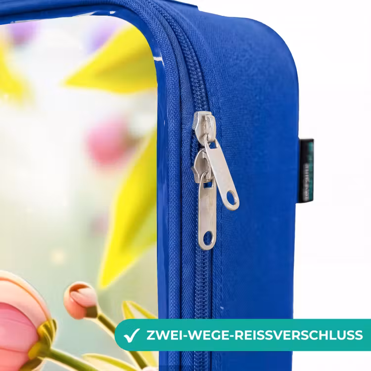 Kinderkoffer Blau - Nahaufnahme einer Biene zwischen rosa Blumen — 5