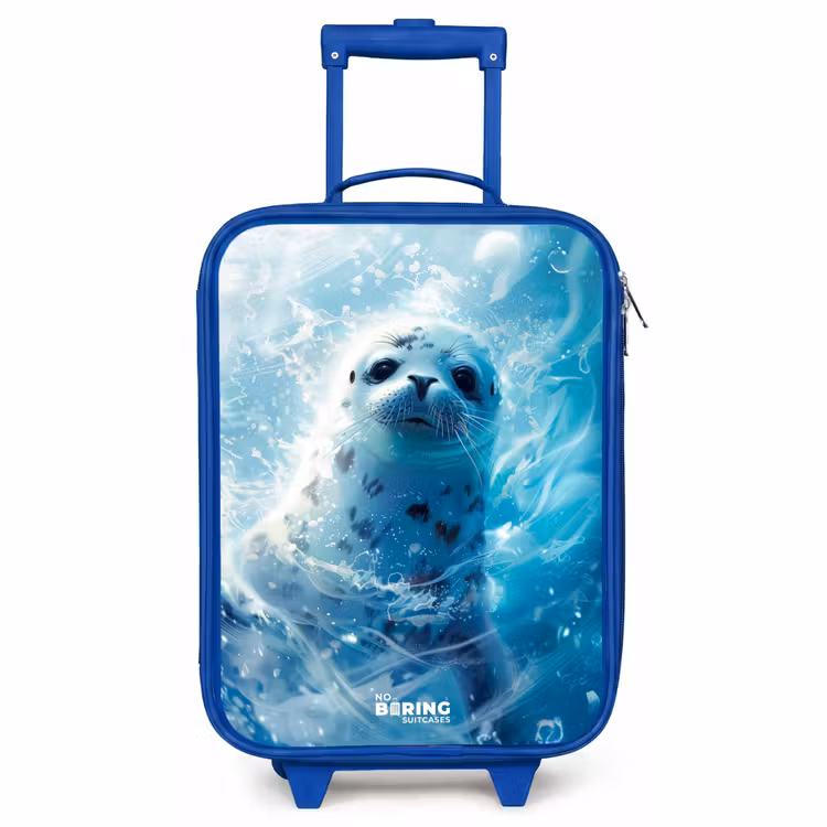 Kinderkoffer Blau - Robbenjunges im klaren blauen Wasser — 1