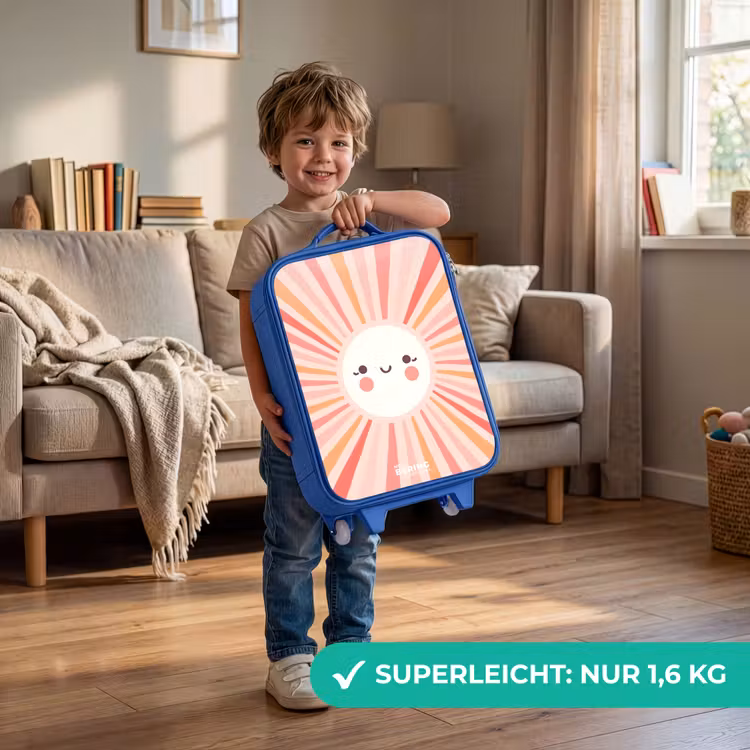 Kinderkoffer Blau - Runde Sonne mit Gesicht — 3