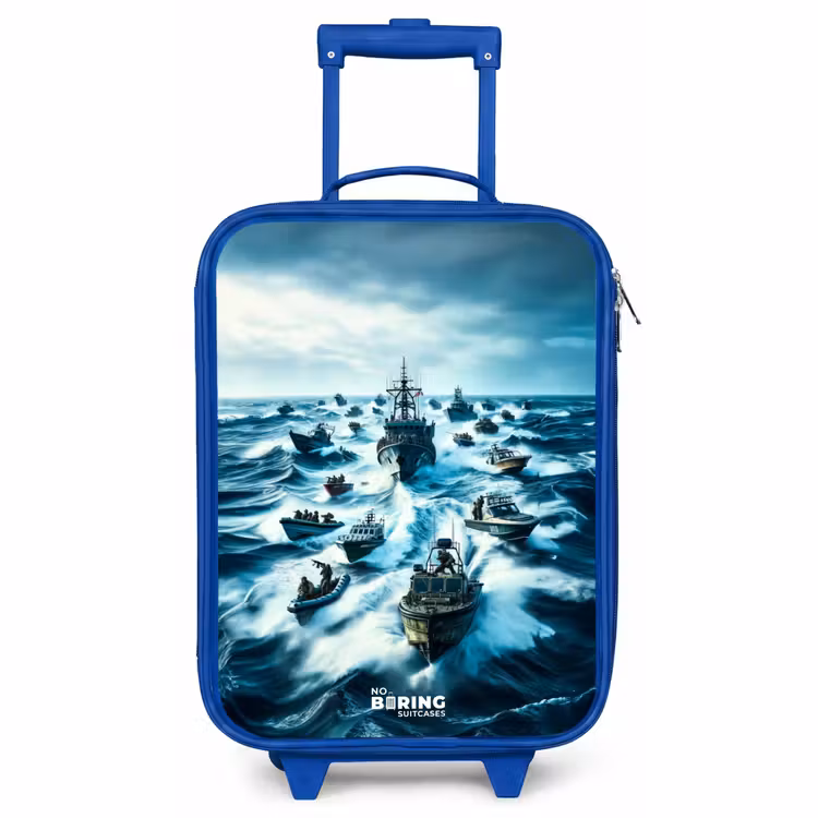 Kinderkoffer Blau - Schiffe auf dem Meer — 1