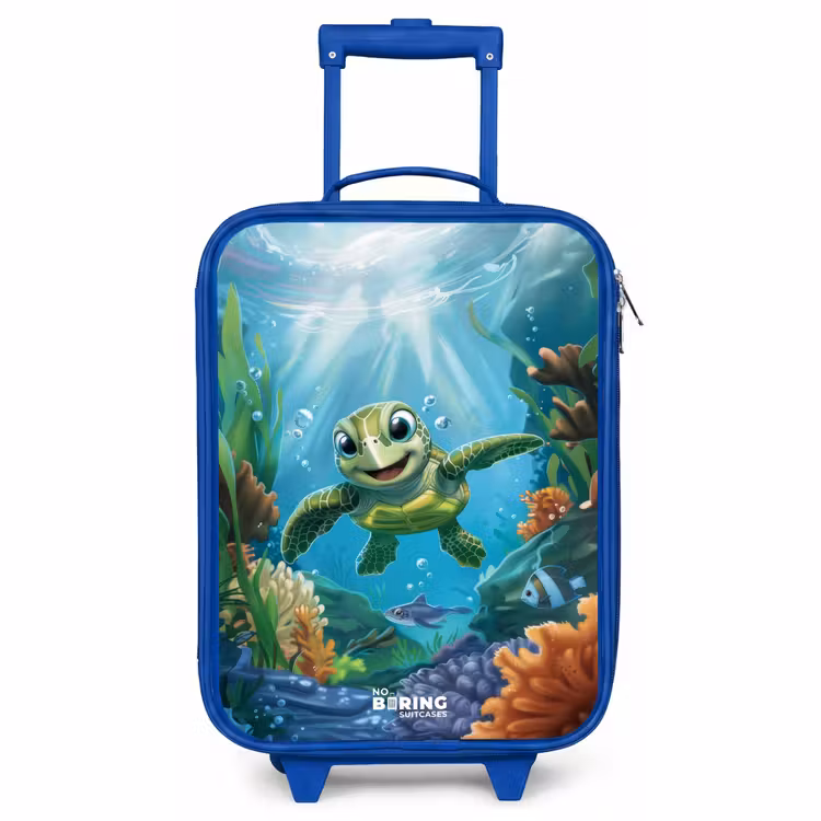 Kinderkoffer Blau - Schildkröte in bunter Unterwasserwelt — 1