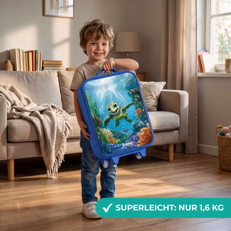Kinderkoffer Blau - Schildkröte in bunter Unterwasserwelt — 3