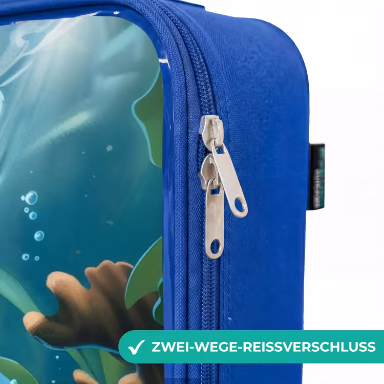 Kinderkoffer Blau - Schildkröte in bunter Unterwasserwelt — 5