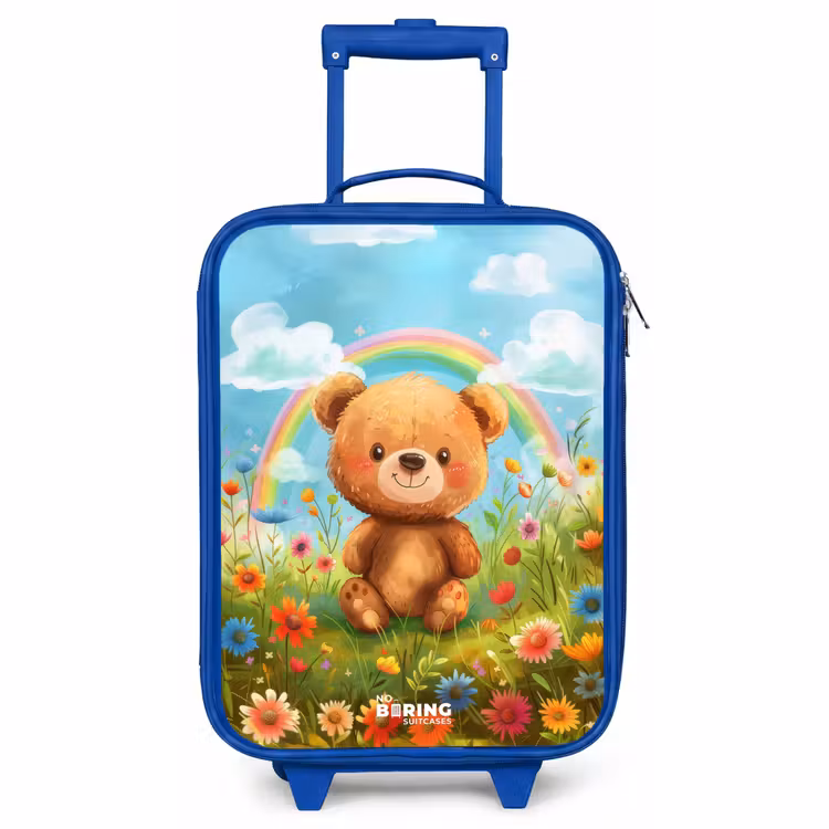 Kinderkoffer Blau - Teddybär zwischen Blumen — 1