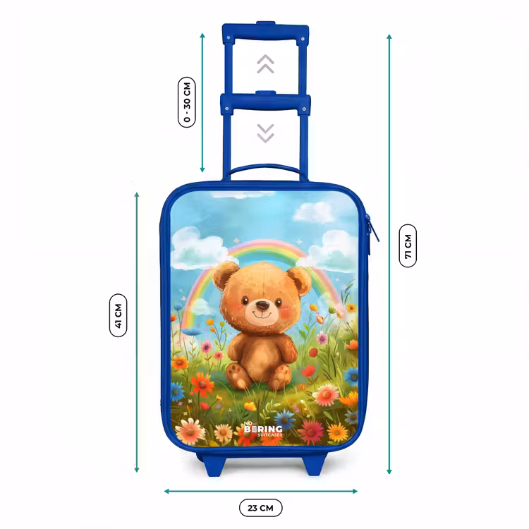 Kinderkoffer Blau - Teddybär zwischen Blumen — 7