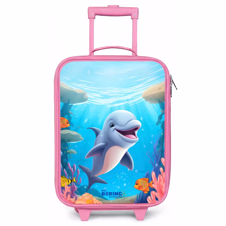 Kinderkoffer Rosa - Delfin mit tropischen Fischen und Korallen — 1