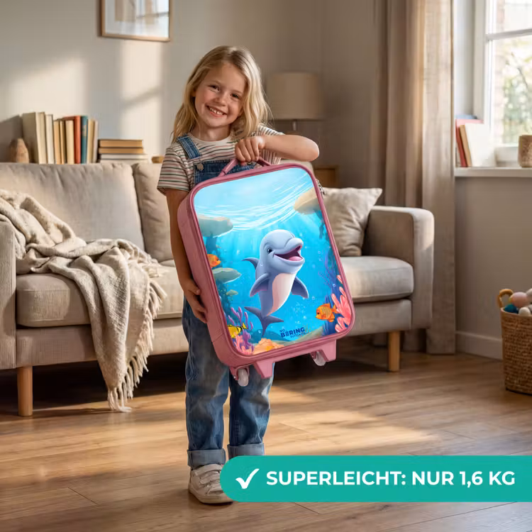 Kinderkoffer Rosa - Delfin mit tropischen Fischen und Korallen — 3