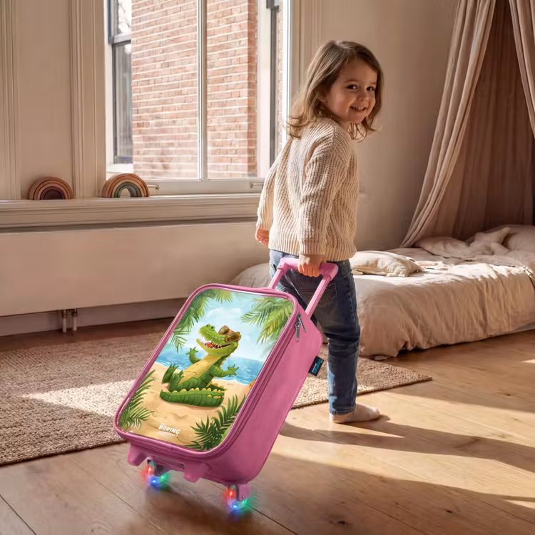 Kinderkoffer Rosa - Krokodil mit Sonnenbrille entspannt am Strand — 2