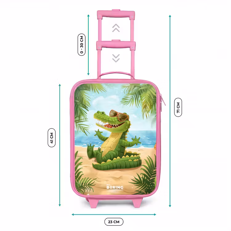Kinderkoffer Rosa - Krokodil mit Sonnenbrille entspannt am Strand — 7