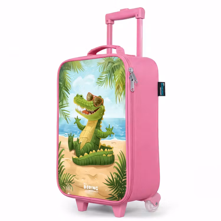 Kinderkoffer Rosa - Krokodil mit Sonnenbrille entspannt am Strand — 8