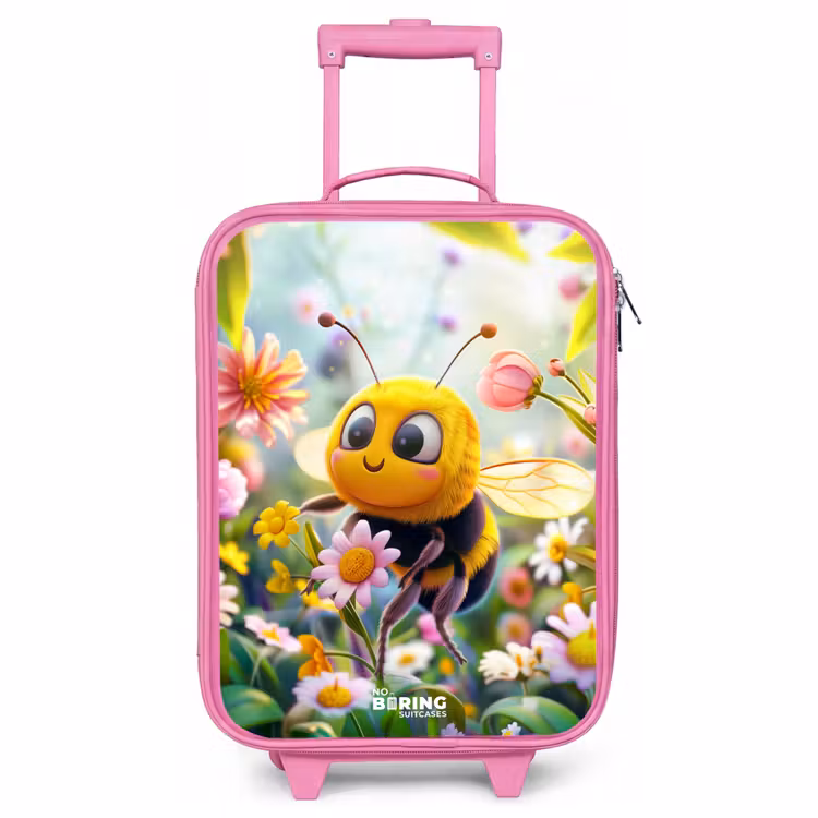 Kinderkoffer Rosa - Nahaufnahme einer Biene zwischen rosa Blumen — 1