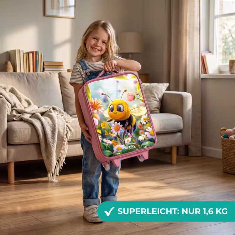 Kinderkoffer Rosa - Nahaufnahme einer Biene zwischen rosa Blumen — 3