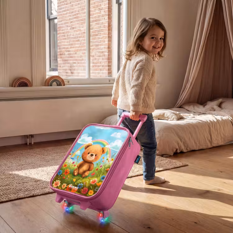 Kinderkoffer Rosa - Teddybär zwischen Blumen — 2