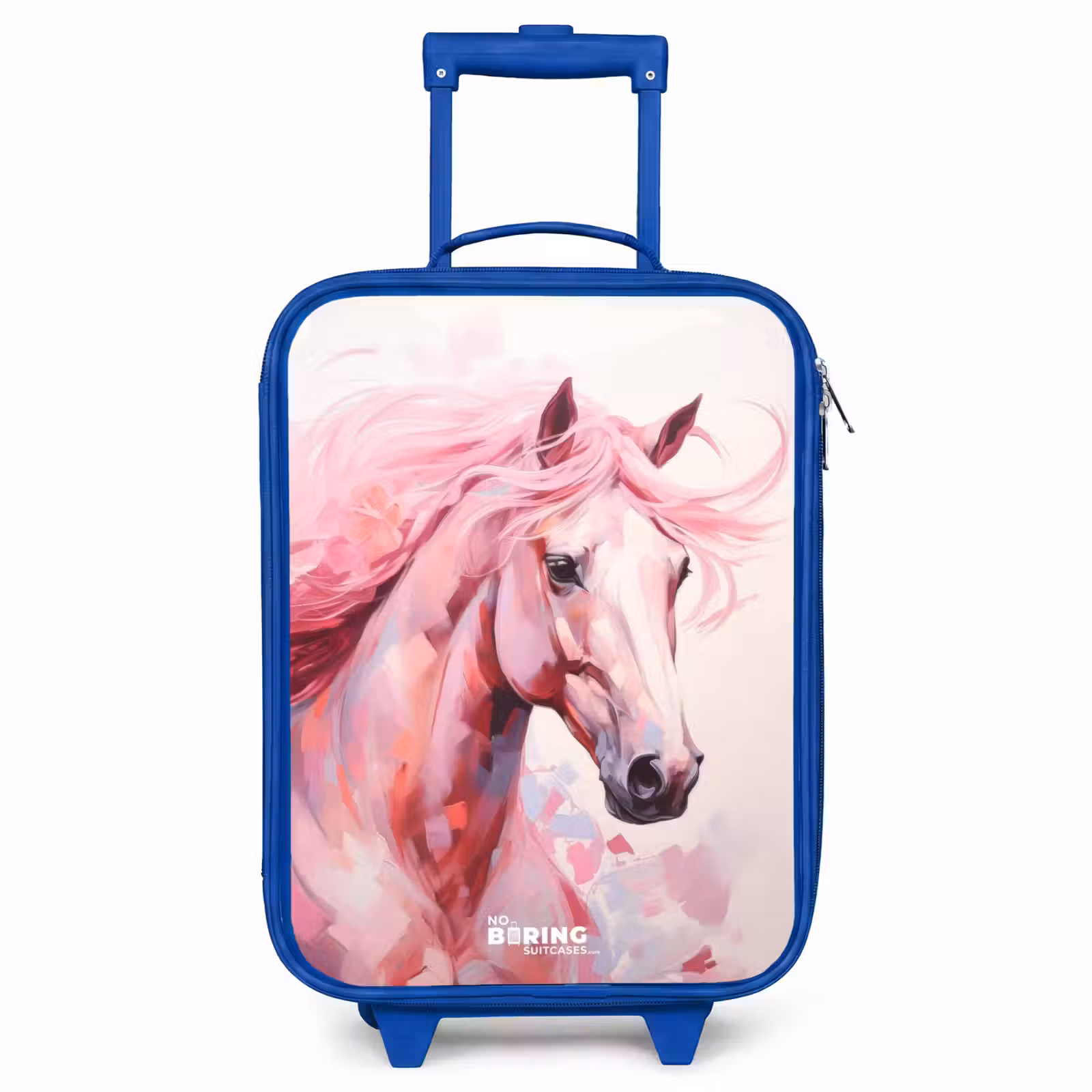 Kinderkoffer Blau - Pferd in rosa Pastellfarben — 1