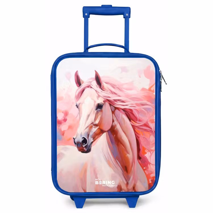Kinderkoffer Blau - Pastellrosa Pferd — 1