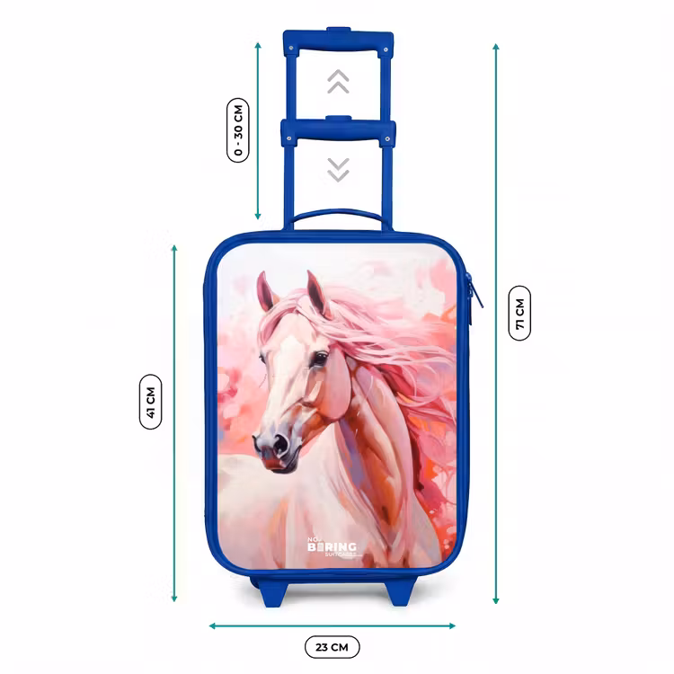 Kinderkoffer Blau - Pastellrosa Pferd — 7