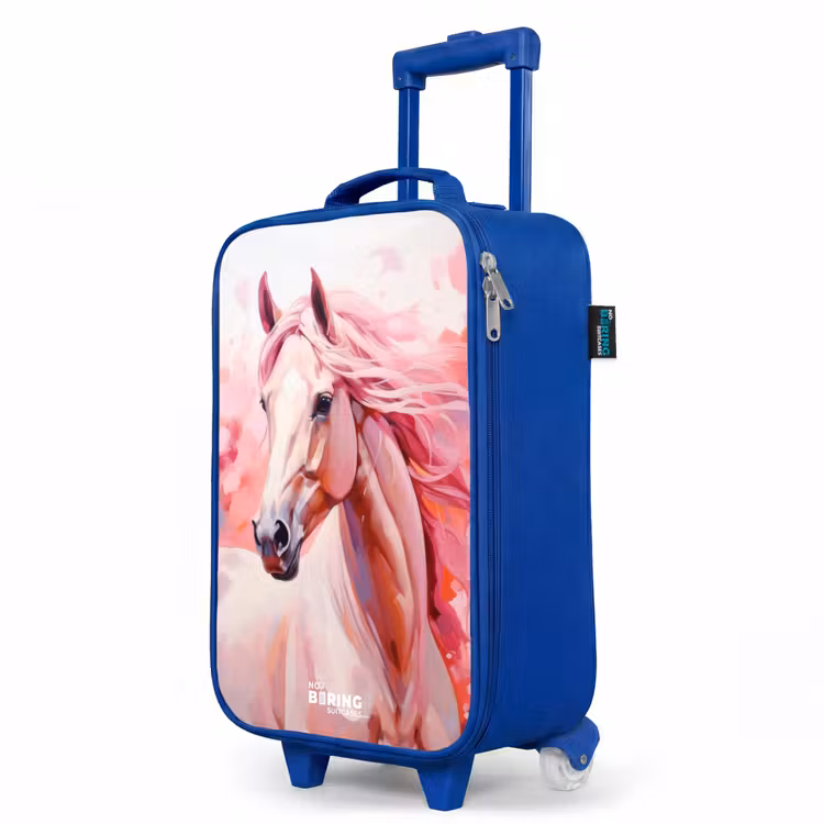 Kinderkoffer Blau - Pastellrosa Pferd — 8