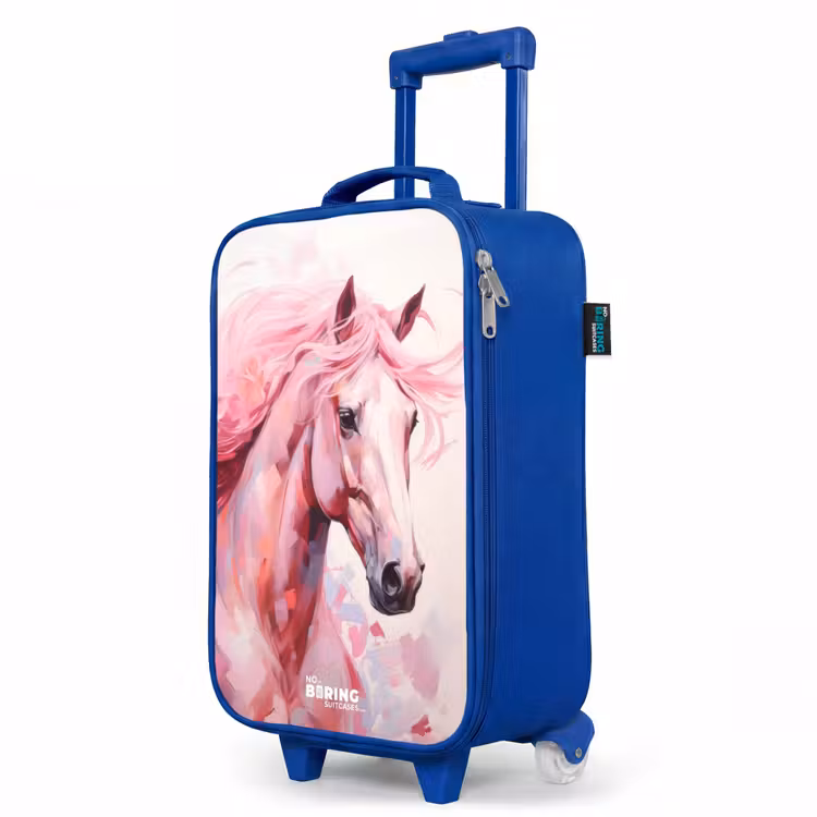 Kinderkoffer Blau - Pferd in rosa Pastellfarben — 8