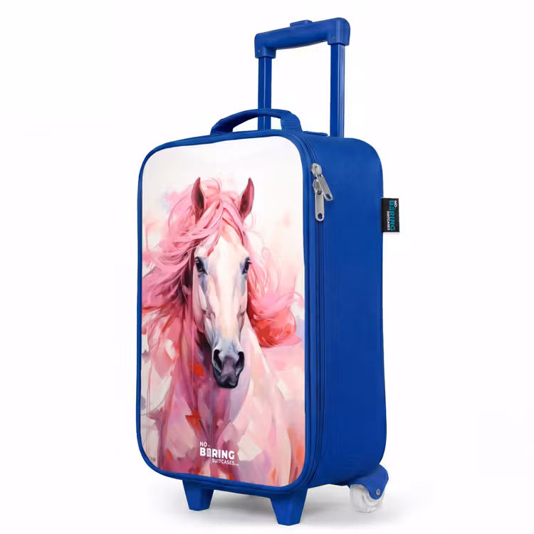 Kinderkoffer Blau - Pferd in rosa Pastelltönen — 8