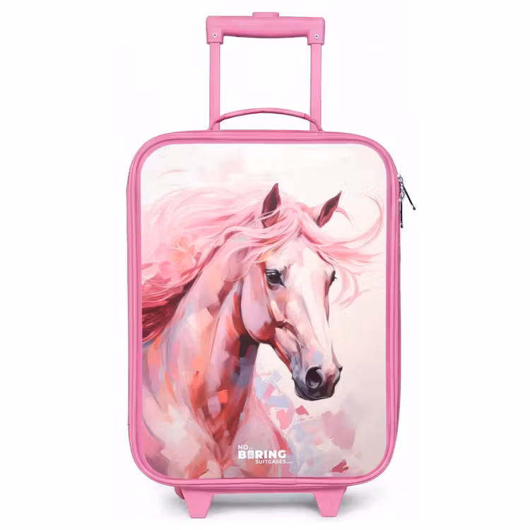 Kinderkoffer Rosa - Pferd in rosa Pastellfarben — 1