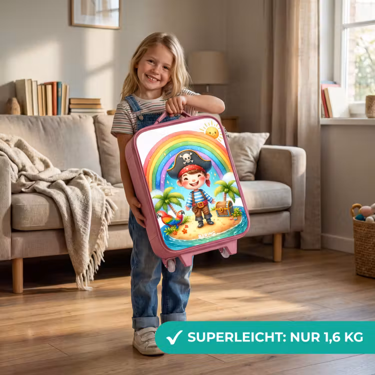Kinderkoffer Rosa - Pirat auf einer Insel mit Schatz — 3