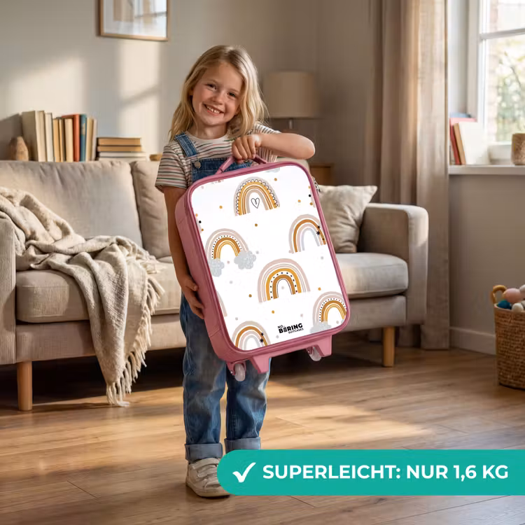 Kinderkoffer Rosa - Regenbogenmuster in sanften Farben — 3