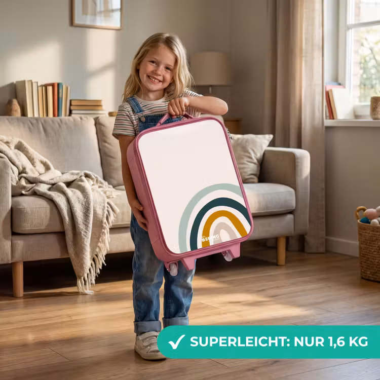 Kinderkoffer Rosa - Rohes Regenbogen-Aqua — 3