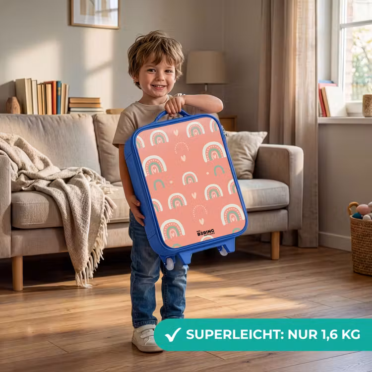 Kinderkoffer Blau - Korallenfarbene Bögen — 3